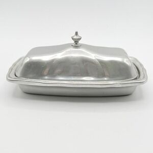 Wilton Armetale Butter Dish Silver RWP Cast Aluminum Scalloped Good Condition